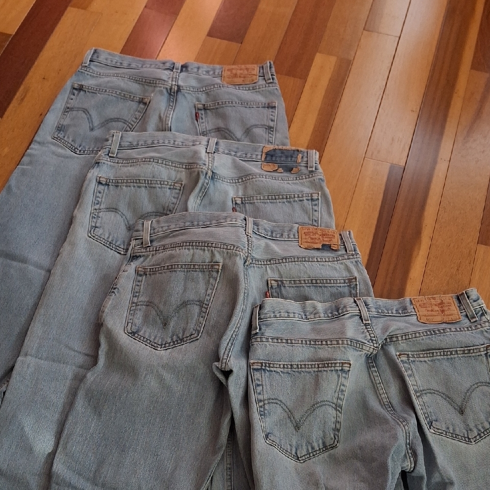 Vintage Levi's 505 Jeans 33x32 straights worn torn used lot of 4